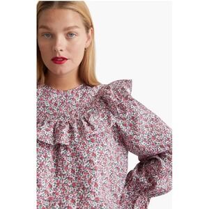 NWOT & Other Stories Floral Ruffle Yoke Cotton Blend Blouse Women Size US 6